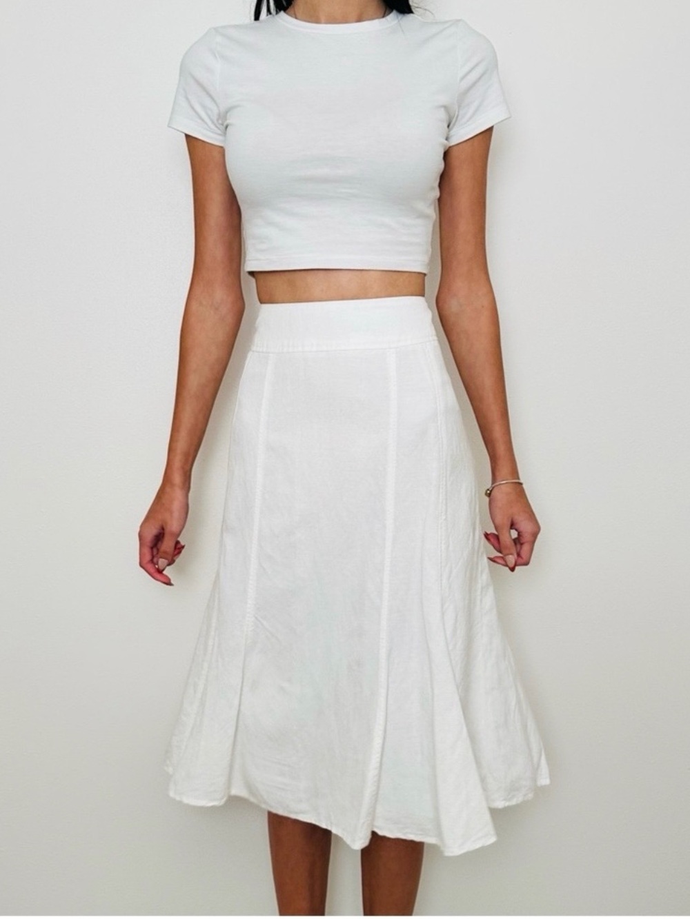 Coldwater Creek White Midi A-Line Skirt
